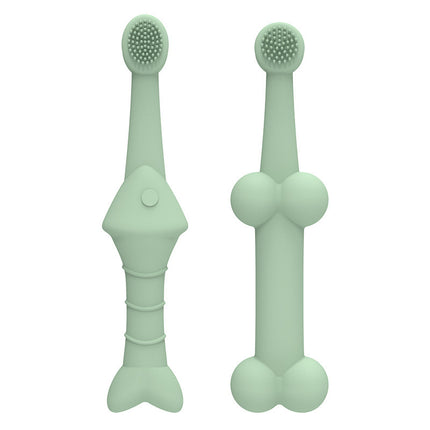 6 x Silicone Pet Toothbrush (3 Fish shape and 3 Bone shape) Green Gentle Food-Grade Silicone Pet Toothbrush - Promotes Healthy Teeth & Gums for Dogs & Cats
