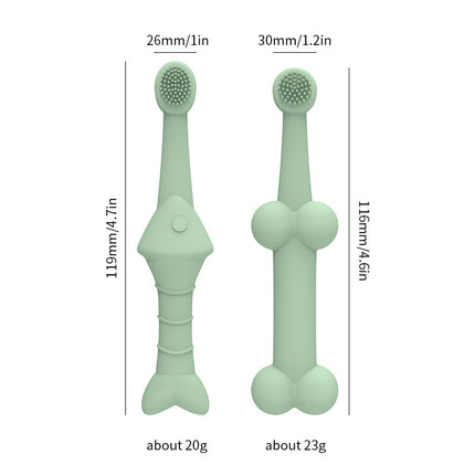 6 x Silicone Pet Toothbrush (3 Fish shape and 3 Bone shape) Beige Gentle Food-Grade Silicone Pet Toothbrush - Promotes Healthy Teeth & Gums for Dogs & Cats