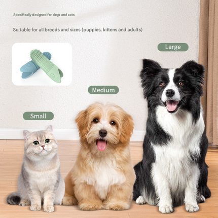 4 Pcs Blue Soft Silicone Pet Finger Toothbrush - Gentle Dental Care for Dogs & Cats, Tartar & Plaque Remover