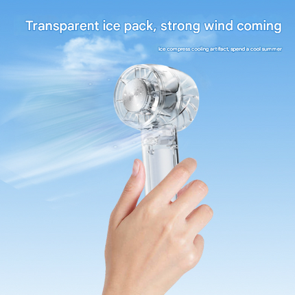 Transparent Black Portable Mini Cooling Fan with Semiconductor Ice Compress - USB-C Rechargeable, 3-Speed Turbine & Transparent Design