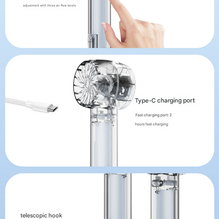 Transparent Green Portable Mini Cooling Fan with Semiconductor Ice Compress - USB-C Rechargeable, 3-Speed Turbine & Transparent Design