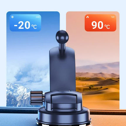 Black Universal Car Phone Mount Holder - 360° Rotation with Upgraded Suction Cup for Dashboard & Windscreen