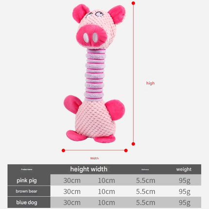 2-Piece Pink Long Neck Plush Dog Toy - Interactive Chew & Cuddle Toy for Puppies
