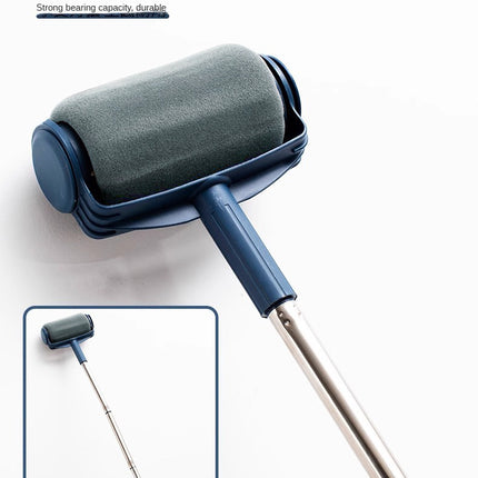 Dark Blue and Grey Pro Refillable Paint Roller Set with Extension Pole - No-Drip Easy Fill Wall Painting Tool Kit