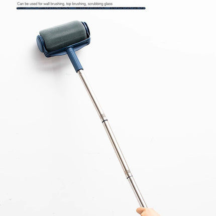 Dark Blue and Grey Pro Refillable Paint Roller Set with Extension Pole - No-Drip Easy Fill Wall Painting Tool Kit