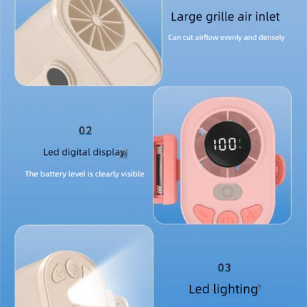 Blue High-Speed Mini Clip Fan with 360° Rotation – Portable, Rechargeable & Multi-Functional Cooling Solution