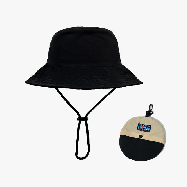 Green Foldable Waterproof Bucket Hat Packable Sun Cap Wide Brim with Adjustable Drawstring for Fishing Camping and Hiking
