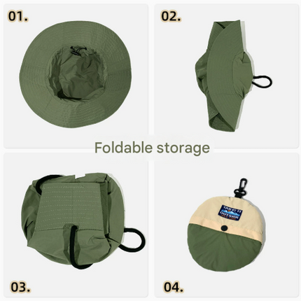 Grey Foldable Waterproof Bucket Hat Packable Sun Cap Wide Brim with Adjustable Drawstring for Fishing Camping and Hiking