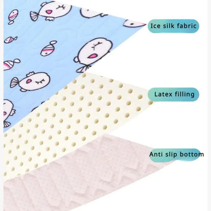 2-Pack Black Cat Pet Summer Cooling Latex Pad (M Size: 50*40cm) - Breathable Ice Silk & Latex-Filled Dog Bed Cat Sleeping Mat with Non-Slip Base