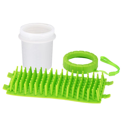 Green Small Size Quick & Easy-Clean Dog Paw Cleaner Cup - PP+TPR Material, Gentle Pet Grooming Tool