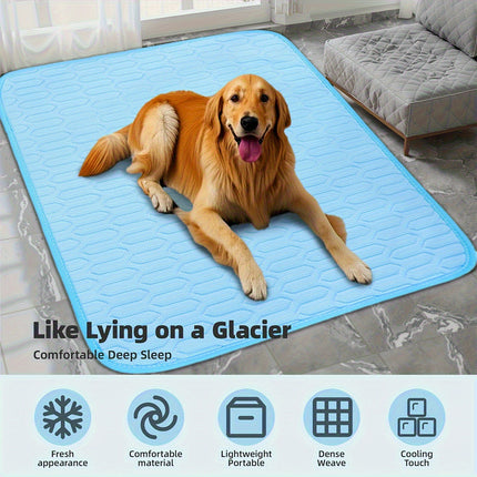 Blue Pet Summer Ice Silk Cooling Mat - Breathable Latex Sleep Pad for Dogs & Cats (100*70cm)