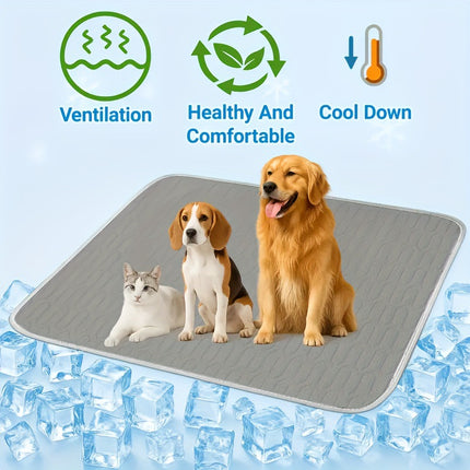 Grey Pet Summer Ice Silk Cooling Mat - Breathable Latex Sleep Pad for Dogs & Cats (70*50cm)