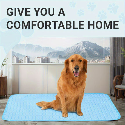 Grey Pet Summer Ice Silk Cooling Mat - Breathable Latex Sleep Pad for Dogs & Cats (100*70cm)