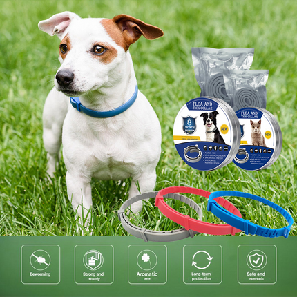 3-Pcs Pink 8-Month Flea and Tick Repellent Collar for Dogs and Cats – Waterproof, Adjustable & Safe with Natural Herbal Oils(62cm)