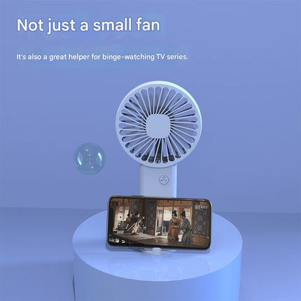 2-PCS White Portable USB Rechargeable Mini Handheld Fan with Desktop Base & Phone Stand - 3-Speed Quiet Operation