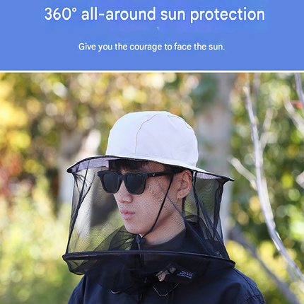 Summer leaf camouflage Outdoor Fishing Hat with Mesh Head Net Sun Protection Bucket Cap Anti-Mosquito Fly Guard for Gardening Hiking & Beekeeping