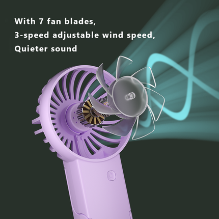 Green 2 Pack Mini Portable Handheld Fan Foldable Desktop Personal Fan USB Rechargeable Pocket Fan with 3 Speeds for Travel Office and Outdoor