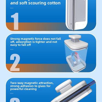 Magnetic Double Sided Window Cleaner for 20-35mm Double Glazed Glass High Rise Safety Wiper Tool White