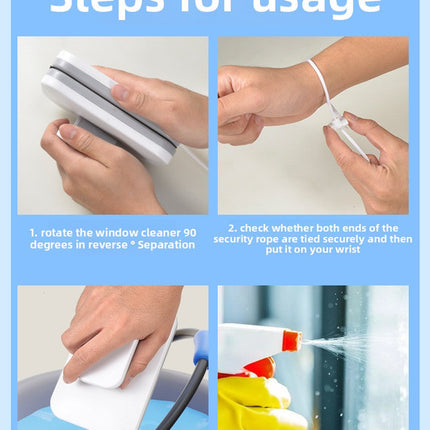 Magnetic Double Sided Window Cleaner for 20-35mm Double Glazed Glass High Rise Safety Wiper Tool White