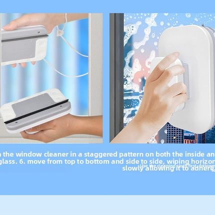 Magnetic Double Sided Window Cleaner for 20-35mm Double Glazed Glass High Rise Safety Wiper Tool White