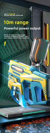 2-in-1 Electric Water Gun Automatic Squirt Blaster Set Detachable Mini Pistol High Capacity Summer Pool Toy Blue Grey