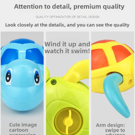 Three-Piece Wind-Up Swimming Turtle Bath Toy Set (Yellow, Green, and Blue Colors), Adorable Floating Turtle Combo, Fun Water Play Toy, Ideal Gift for Infants and Toddlers