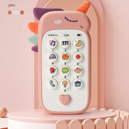 Unicorn Baby Toy Phone Music & Light Learning Mobile Teether for Toddlers Interactive English Educational Gift Pink