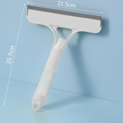 White 3-in-1 Window Squeegee with Built-in Spray Bottle - Dual Sided Sponge Glass Cleaner - Streak Free Tool for Shower Screens, Mirrors & Car Windows