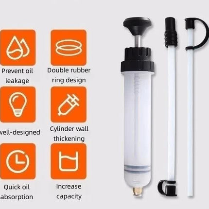 200ml Fluid Extractor & Transfer Pump - Manual Oil Syringe with Extension Tubes for Automotive Brake, Gear & Power Steering Fluids - Heavy Duty Suction Tool