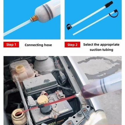200ml Fluid Extractor & Transfer Pump - Manual Oil Syringe with Extension Tubes for Automotive Brake, Gear & Power Steering Fluids - Heavy Duty Suction Tool