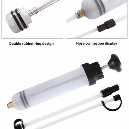 200ml Fluid Extractor & Transfer Pump - Manual Oil Syringe with Extension Tubes for Automotive Brake, Gear & Power Steering Fluids - Heavy Duty Suction Tool