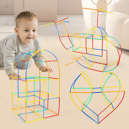 Soft Straw & Pipe Connector Building Blocks Toy - 400 Pcs Interlocking Construction Set, Educational Puzzle Toy for Kindergarten