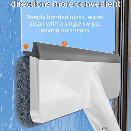 3-in-1 Spray Window Squeegee with 30cm Clean-Panel & 115cm Extension Pole - Multi-functional Spray, Scrub & Squeegee Tool with 3 Microfiber Cloths