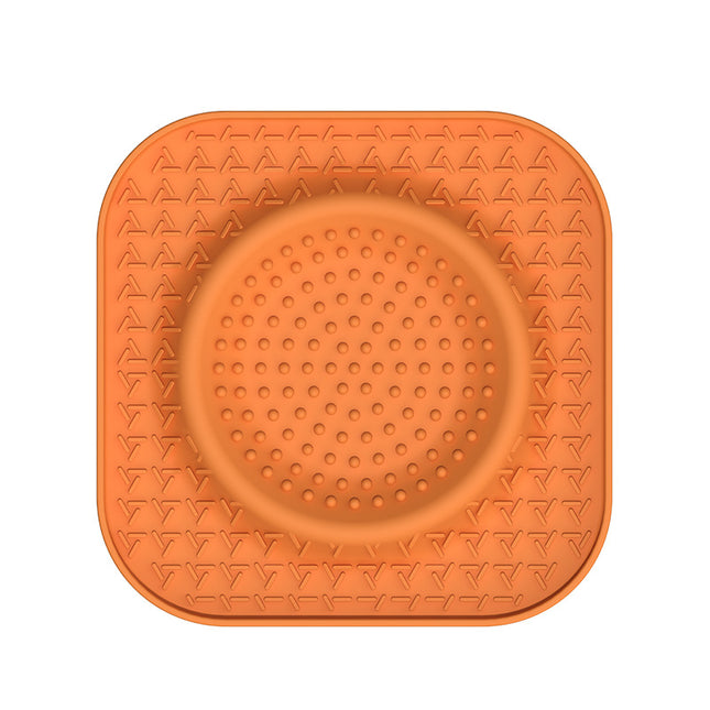 L Orange 2-Pack Premium Silicone Pet Lick Mat - Slow Feeder for Dogs and Cats with Powerful Suction Base - Anxiety Relief and Boredom Buster for Grooming and Bathing