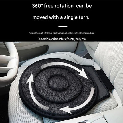 Grey 360° Swivel Car Seat Cushion – Portable Rotating Transfer Aid for Elderly, Pregnant Women & Mobility Support