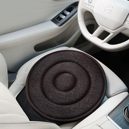 Brown 360° Swivel Car Seat Cushion – Portable Rotating Transfer Aid for Elderly, Pregnant Women & Mobility Support