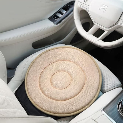 Beige 360° Swivel Car Seat Cushion – Portable Rotating Transfer Aid for Elderly, Pregnant Women & Mobility Support