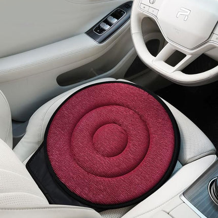 Dark Red 360° Swivel Car Seat Cushion – Portable Rotating Transfer Aid for Elderly, Pregnant Women & Mobility Support