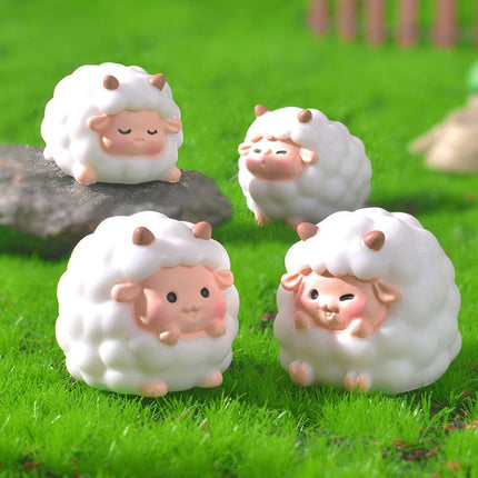 Cute Mini Resin Sheep Figurines – Set of 8 Micro Landscape & Desktop Decor (4 Designs)