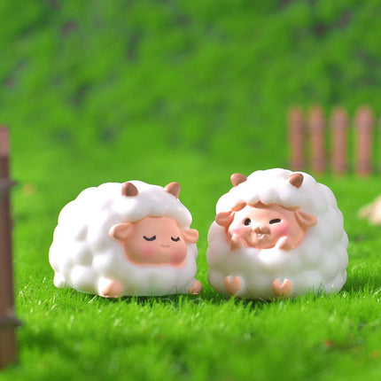 Cute Mini Resin Sheep Figurines – Set of 8 Micro Landscape & Desktop Decor (4 Designs)