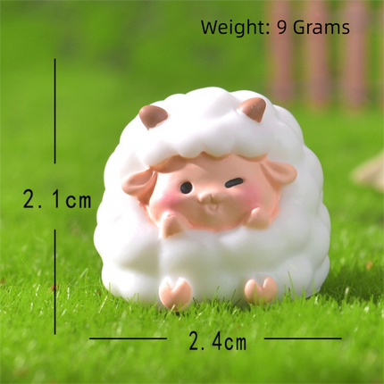 Cute Mini Resin Sheep Figurines – Set of 8 Micro Landscape & Desktop Decor (4 Designs)