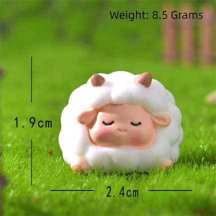 Cute Mini Resin Sheep Figurines – Set of 8 Micro Landscape & Desktop Decor (4 Designs)