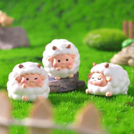 Cute Mini Resin Sheep Figurines – Set of 8 Micro Landscape & Desktop Decor (4 Designs)