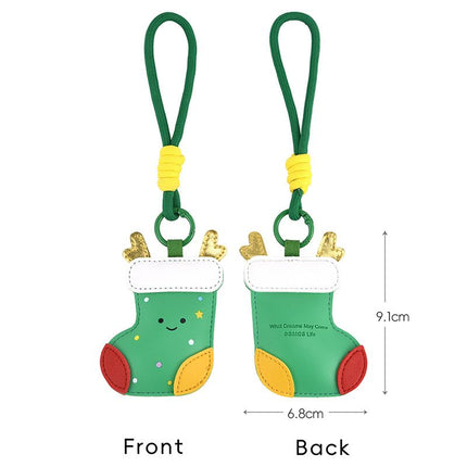2-Piece Christmas stockings Shaped PU Leather Keychains – Cute Holiday Bag Ornaments and Car Decorations