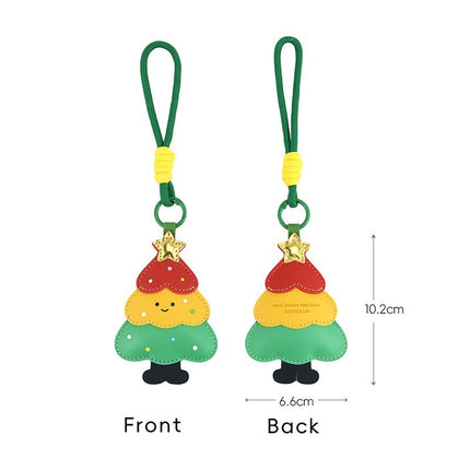 4-piece set Christmas theme Shaped PU Leather Keychains – Cute Holiday Bag Ornaments and Car Decorations