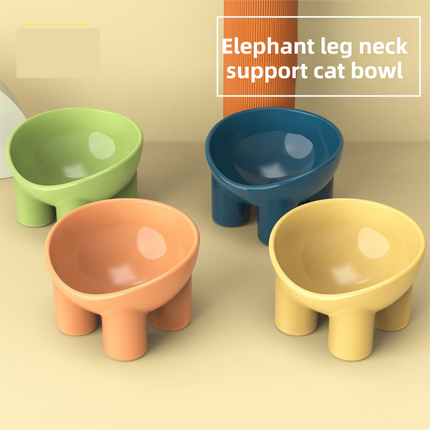 4-Pack Macaron Color Elevated Pet Bowls with Anti-Tip 4-Leg Base - Ergonomic Tilted Neck Protection Cat Food & Water Bowls(Green + Pink + Yellow + Blue)