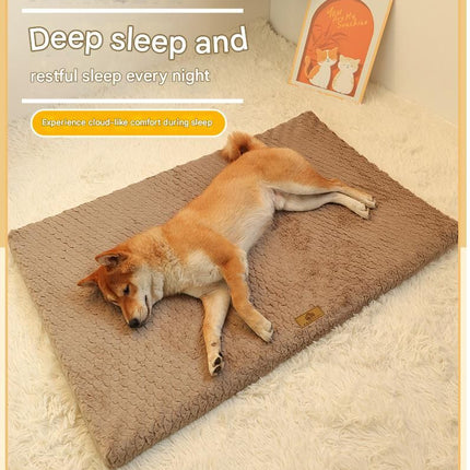 Silver-gray XXL size Pet Dog Bed Mat - Plush Short Fur Cover with Wave Foam Padding - Washable Removable Cover, Non-Slip Base, Warm Winter Cushion for Dogs and Cats, Multiple Sizes