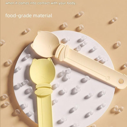 Green Cat Treat Spoon for Wet Food & Paste - Extra-Long PP Handle, Food-Grade Squeeze Feeder with Anti-Spill Bowl, Easy One-Handed Operation for Cats