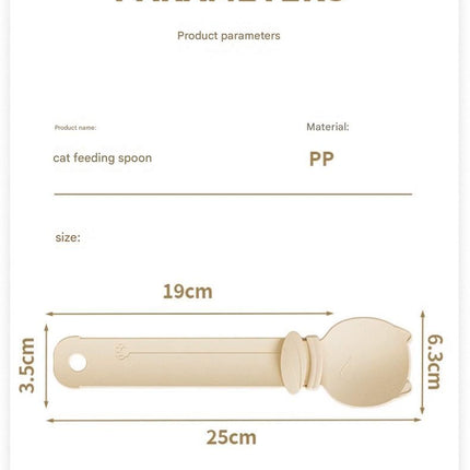 Green Cat Treat Spoon for Wet Food & Paste - Extra-Long PP Handle, Food-Grade Squeeze Feeder with Anti-Spill Bowl, Easy One-Handed Operation for Cats