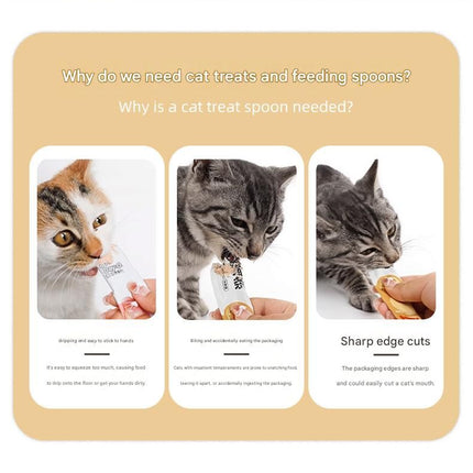4-piece Beige and Pink and Green and Purple- Cat Treat Spoon for Wet Food & Paste - Extra-Long PP Handle, Food-Grade Squeeze Feeder with Anti-Spill Bowl, Easy One-Handed Operation for Cats